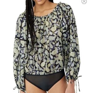Free People Sundown Paisley Cotton Bodysuit size XS